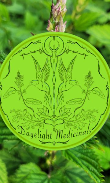 Fresh nettle leaf with the Dayelight Medicinals seal